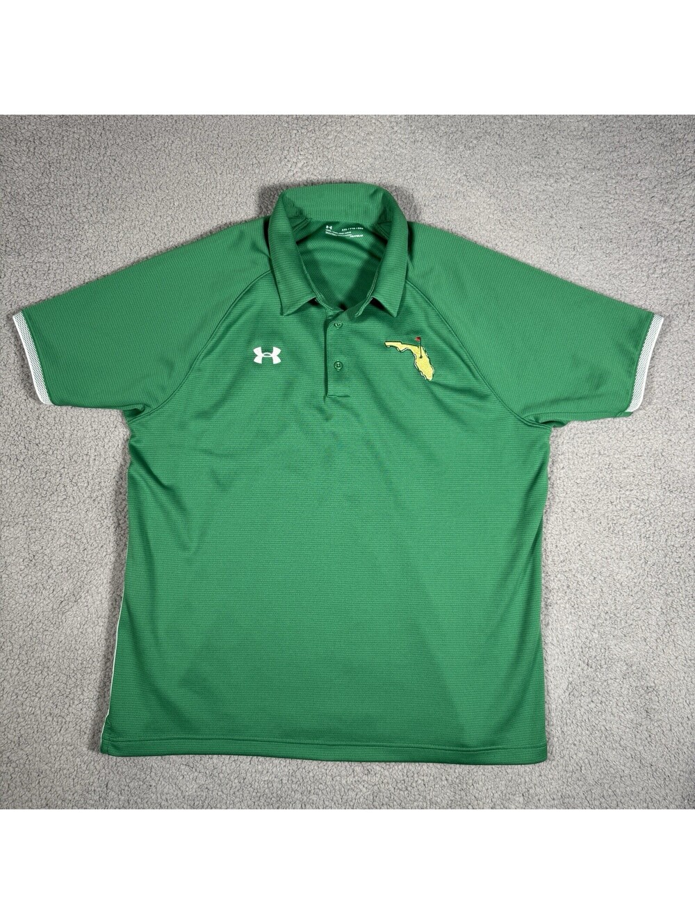 Under Armour Mens Polo 2XL Green Loose Heat Gear Golf Short Sleeve Shirt Florida